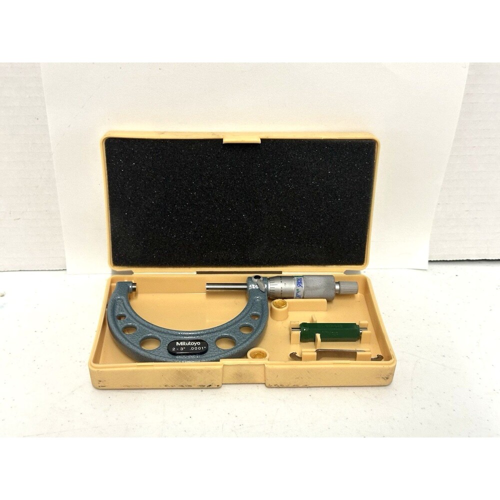Mitutoyo 103-217 2-3" Outside Micrometer .0001" Ratchet Thimble Wrench Case